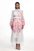 Mamie Resort Flowy Long Sleeve Rhinestone Print Woven Maxi Dress