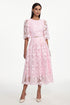 Ogani Resort Flowy Round Neck Short Sleeve Lace Woven Top and Skirt Set