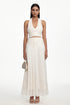 Wyatt Resort Flowy Halter V Neck Gathered Organza Top and Skirt Set