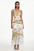 Zainab Resort Flowy V Neck Floral Print Lace Woven Maxi Dress