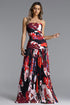 Rafaela Romantic Flowy Strapless Pleated Print Maxi Dress