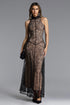 Maris Romantic Contour Halter Sleeveless Lace Maxi Dress