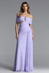 Vikare Romantic Contour Off Shoulder Deep V Cut Out Pleated Mesh Maxi Dress
