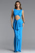 Deliyn Chic Contour Sleeveless Cut Out Ruched Knit Maxi Dress