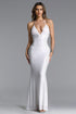 Ock Chic Contour Halter V Neck Crystal Maxi Dress