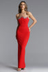 Verues Glamorous Strapless Rhinestone Bandage Maxi Dress