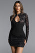 Nettie Chic Contour Long Sleeve Cut Out Ruched Corset Lace Top and Skirt Set