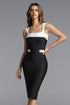 Soloma Classic Contour Sleeveless Contrast Bandage Midi Dress