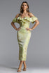 Rafaela Romantic Tailored Off Shoulder Ruffle Floral Print Maxi Dress