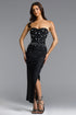 Kawayi Chic Contour Strapless Pearl Rhinestone Bandage Maxi Dress