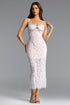Dixi Romantic Contour Cut Out Rhinestone Lace White Maxi Dress