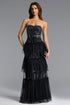 Paomi Chic Contour Strapless Sequin Maxi Dress
