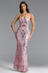 Gani Chic Contour Deep V Sequin Pink Maxi Dress