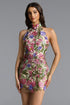 Razeh Romantic Contour Halter Floral Embroidered Bandage Mini Dress