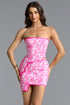 Trinaco Chic Contour Scalloped Print Pink Bandage Top and Skirt Set