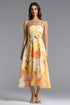 Nevaeh Romantic Tailored Rhinestone Floral Print Yellow Maxi Dress