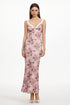 Ode Resort Flowy Contour Sleeveless Floral Print Mesh Maxi Dress