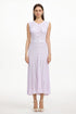 Panra Classic Contour Round Neck Sleeveless Pleated Knit Maxi Dress
