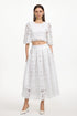 Evey Resort Flowy Round Neck Short Sleeve Cut Out Woven Top and Skirt Two Piece Set