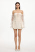 Demri Chic Flowy Sleeveless Rhinestone Ruched Woven Mini Dress