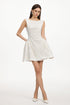 Jennifer Elegant Tailored Sleeveless Embroidered Floral Woven Mini Dress