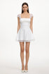 Mikko Resort Cinched Sleeveless Ruched Lace Detailing Knit Mini Dress