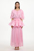 Donnica Resort Flowy Round Neck Short Sleeve Ruffle Organza Maxi Dress