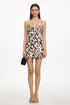 Juliy Resort Cinched Sleeveless Floral Print Woven Mini Dress