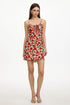 Dorte Resort Cinched Sleeveless Ruched Floral Print Woven Mini Dress