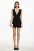 Niki Elegant Tailored V Neck Sleeveless Ruffle Woven Mini Dress