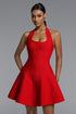 Dyani Classic Contour Halter Square Neck Bandage Mini Dress