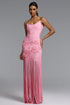 Ezgi Chic Contour Strapless Floral Fringe Bandage Maxi Dress