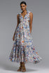 Ritana Romantic Flowy Cut Out Ruched Floral Print Maxi Dress