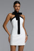 Veren Chic Contour Halter Bow Detailed Contrast Mini Dress