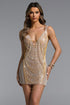 Hunter Sexy Contour Deep V Beaded Chain Chainmail Mini Dress