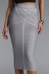 Vara Classic Contour Stripe Bandage Gray Midi Skirt