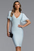 Winiva Classic Contour V Neck Short Sleeve Bandage Midi Dress