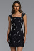 Waza Glamorous Contour Sleeveless Rhinestone Bandage Mini Dress