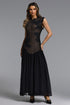 Scala Elegant Contour Sleeveless Ruched Lace Maxi Dress