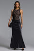 Yeil Sexy Contour Sleeveless Pleated Lace Satin Maxi Dress