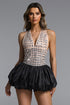 Uano Glamorous Contour Halter Puff Mini Dress