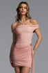 Salacia Romantic Contour Off Shoulder Ruched Mini Dress