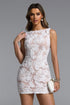 Thea Elegant Contour Sleeveless Floral Lace Mini Dress