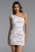 Vida Romantic Contour One Shoulder Floral Mini Dress