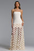 Falzer Sleeveless Netting Wafer Beige Maxi Dress