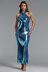 Kolia Halter Sequin Maxi Dress