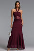 Oga Romantic Contour Halter Cut Out Ruched Knit Maxi Dress