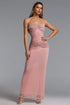 Kelly Romantic Contour Strapless Ruched Sparkly Knit Maxi Dress