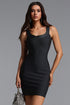 Okama Classic Contour Round Neck Stripe Bandage Mini Dress