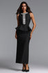 Sarna Elegant Contour Sleeveless Rhinestone Bandage Maxi Dress
